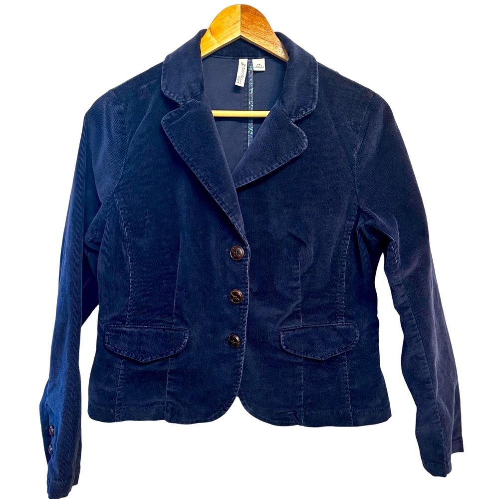St. John's Bay Women's MP Blue Corduroy Button-Up‎ Jacket Mid-Length Casual